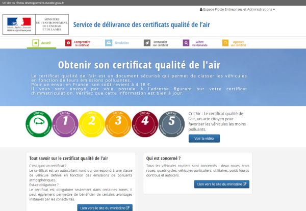 Comment obtenir son certificat qualité de l'air (crit'air) ?