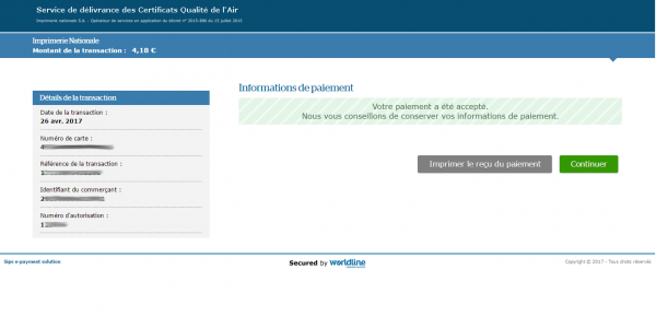 Service de délivrance des certificats qualité de l'air